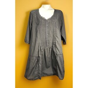 DKNY Size‎ Large Black Semi Sheer Swim Cover Up Or Baby Doll Dress